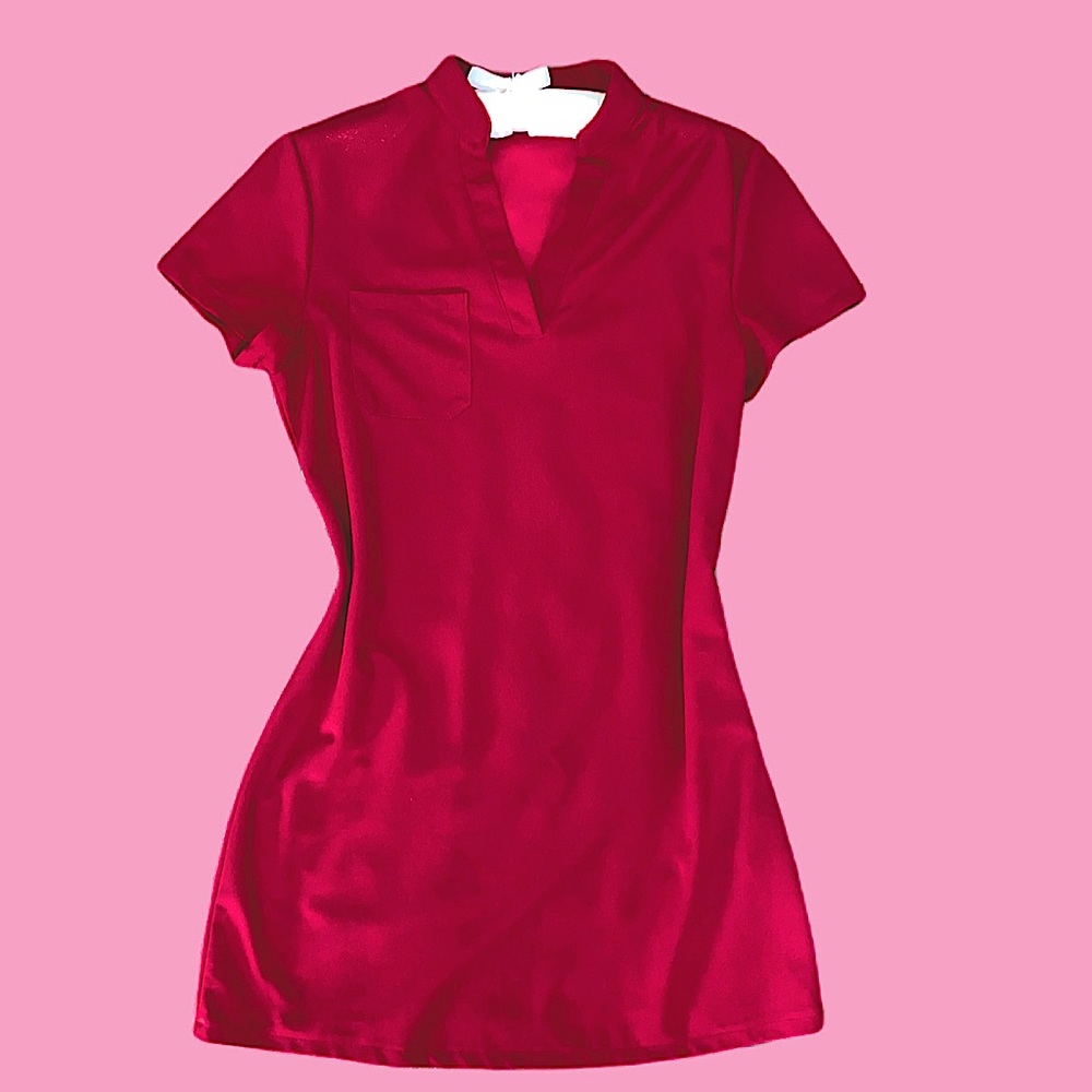 Dark Red Shift Dress - Super Comfy (L)